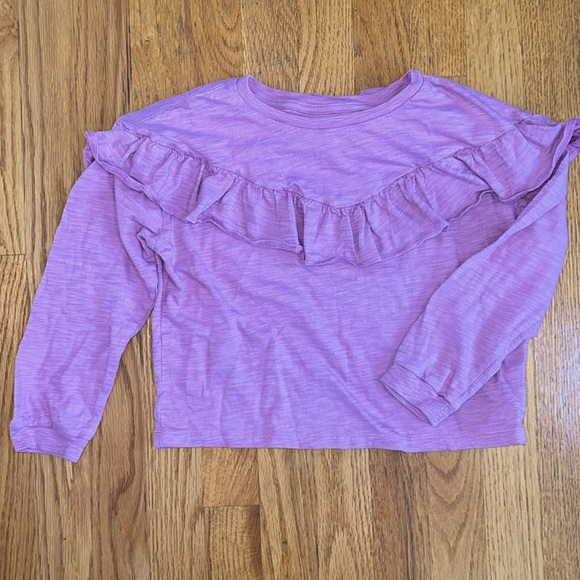 Gap Girls Ruffle Long Sleeve ‘Orchid Haze’ Purple Small 6-7 - Picture 2 of 6